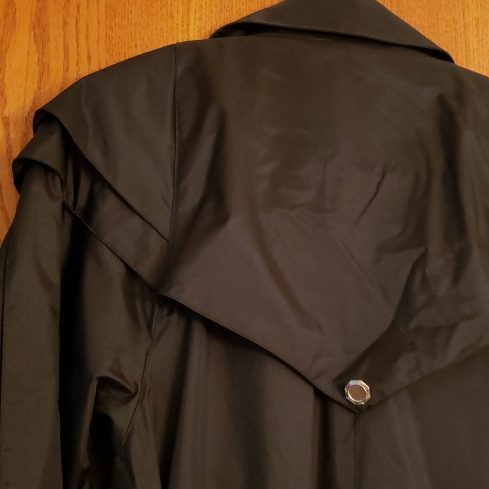 EUC J Gallery Black Raincoat Trench Coat Sz 7/8P - Picture 4 of 9